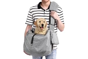 Ownpets Pet Dog Sling Carrier Bag Adjustable Padded Strap Dog Hand Free Safe Mesh Pet Carrier for Small Medium Dog Cat, Fit 1