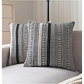 Cethom Boho Throw Pillow Covers 18x18 Inch Set of 2, Farmhouse Decorative Couch Pillow Cases, Black Accent Pillows of Bed, Sofa Bedroom Living Room Home Decor Cushion Cover