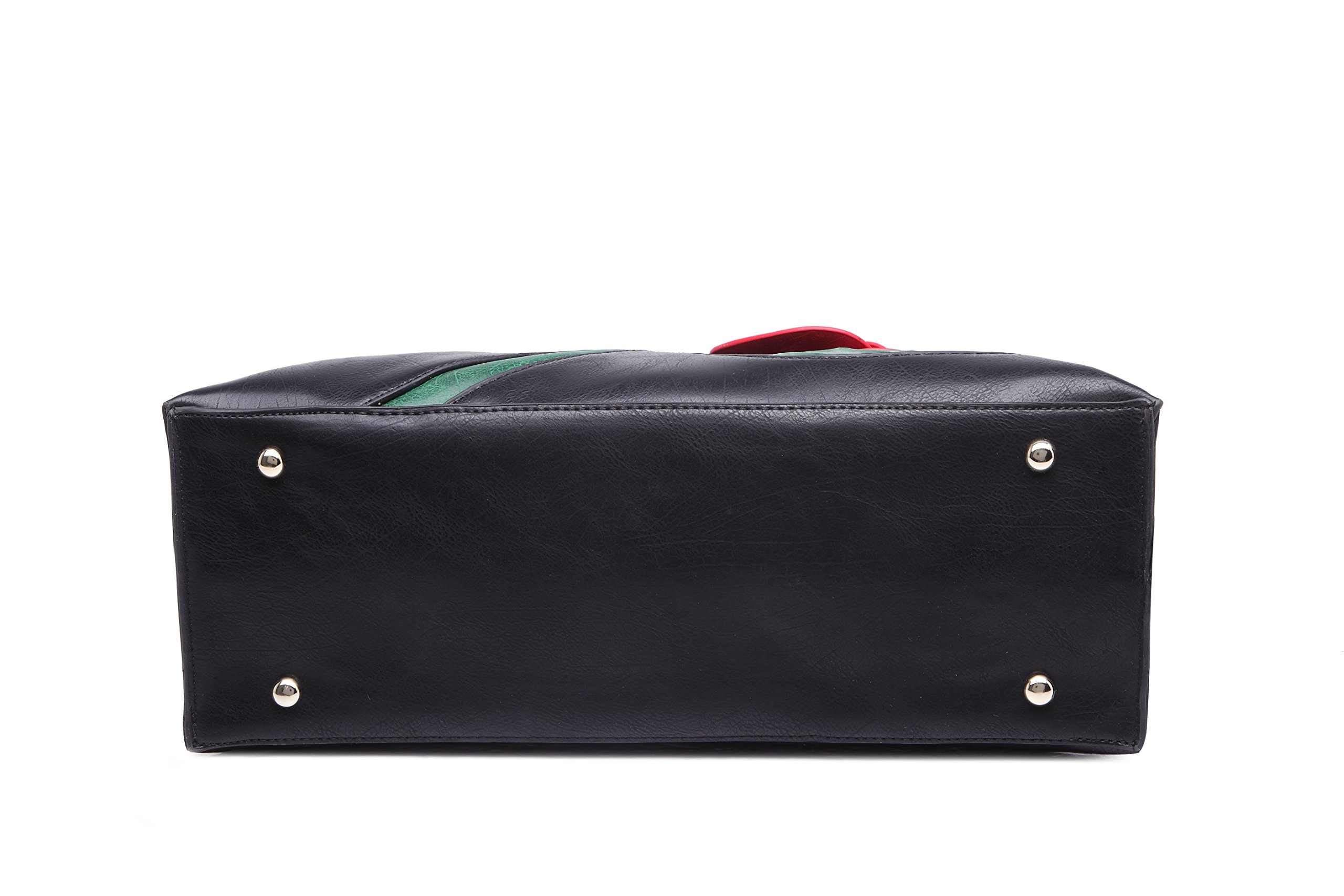 Ruiatoo Women\'s Purses and Handbags Classic Rose Ladies National Wind Shoulder Bag PU Leather Satchel Black