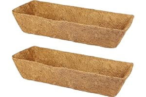 Karlliu 2 Pack 24 Inch Trough Coconut Liners for Window Box Planter Natural Coco Fiber Replacement Liner for Outdoor Plants Flowers Outside Coir Planters Porch Balcony Garden Decor