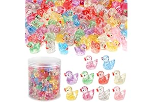 240 Pcs Glitter Mini Resin Ducks, Colorful Tiny Small Plastic Ducks Figures to Hide Little Resin Animals Bulk for Miniature Landscape Aquarium Potted Dollhouse Fairy Garden Accessories Decorations