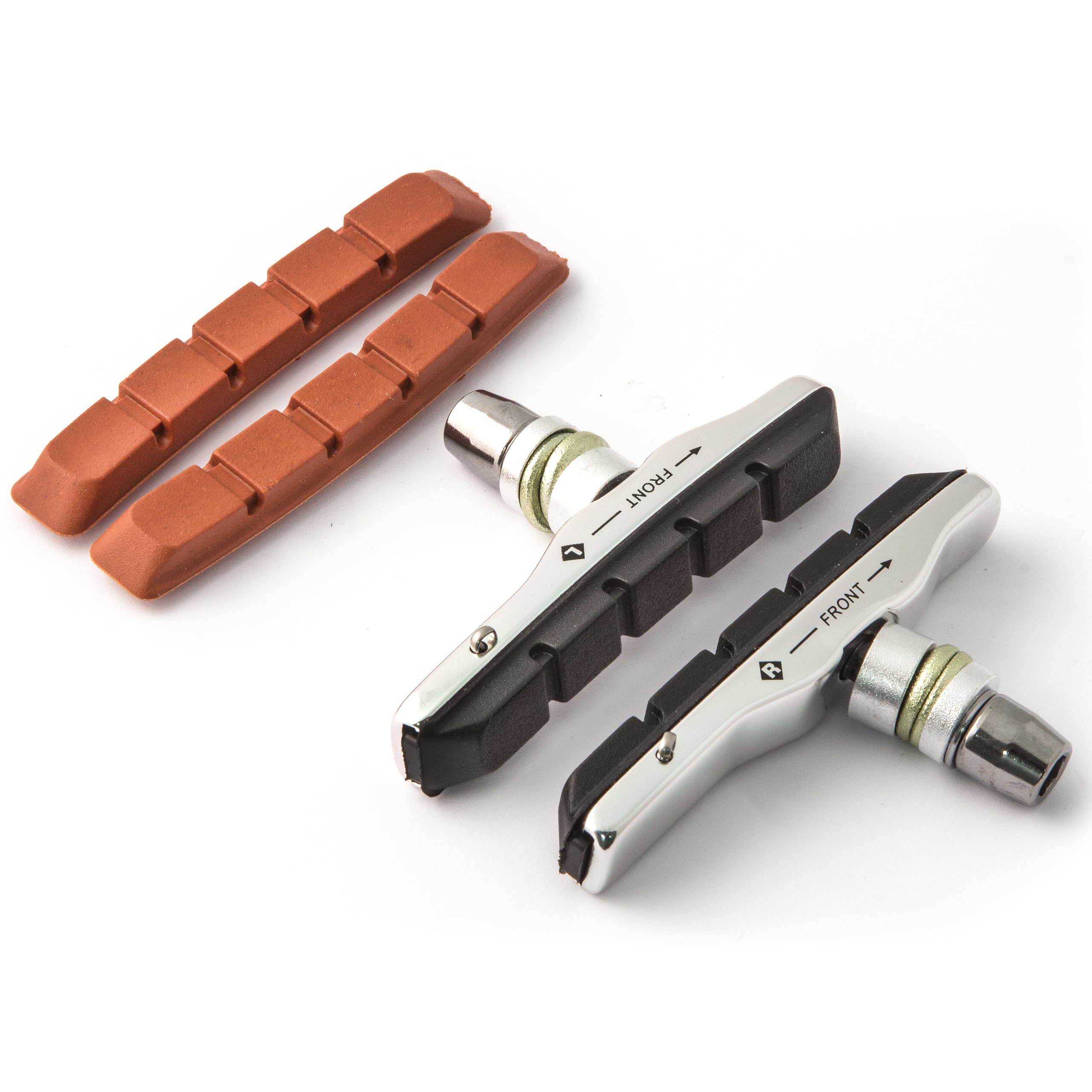 Clarks Mountain Rim Brake Pads - Pair of 72mm Alloy Carrier Brake Pads with Replacement Inserts Compatible with Mountain Bikes Ideal for All Weathers