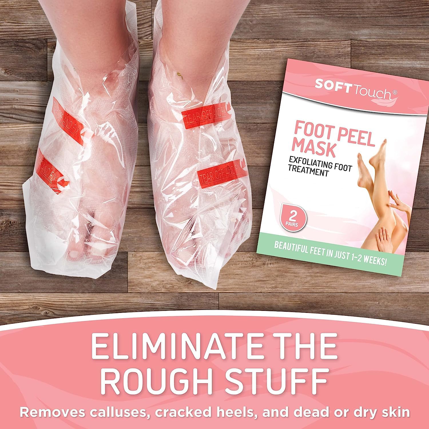 Dermora Soft Touch Foot Peel Mask - Pack of 2 Feet Peeling Masks for Dry, Cracked Heels & Calluses - Exfoliating Foot Mask Peel for Baby Soft Skin (Original)