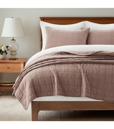 EVERGRACEHOME Stonewashed Cotton Quilt Set King Size – Ultra Soft, Lightweight Coverlet With 2 Shams – Terracotta Clay