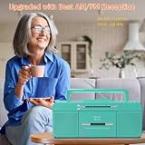 WISCENT Vintage Portable Cassette Player Boombox Bluetooth USB AM FM Teal view 3