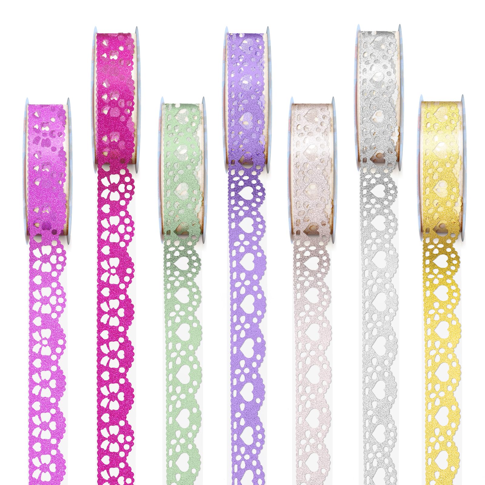 moinkerin 7 Rolls Washi Tape Decorative Selfadhesive Lace Tape for DIY Arts and Crafts Scrapbooking Card Making Decoration,1.8 * 100 cm