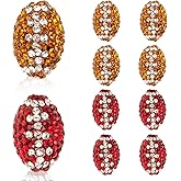BENOSPACE 10 Pcs Oval Rhinestone Beads Rugby Beads Brown Bling Style Clay Pave Bead Shiny Disco Ball Clay Beads Sparkle DIY Craft Supplies for Necklace Bracelet Earring
