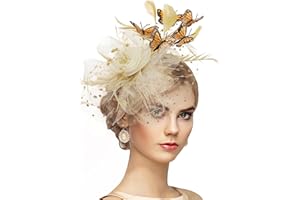 Zinniday Butterfly Derby Hat 2025 - Classic Tea Party Hats with Hair Clip, 1920s 50s Fascinators for Lady Woman