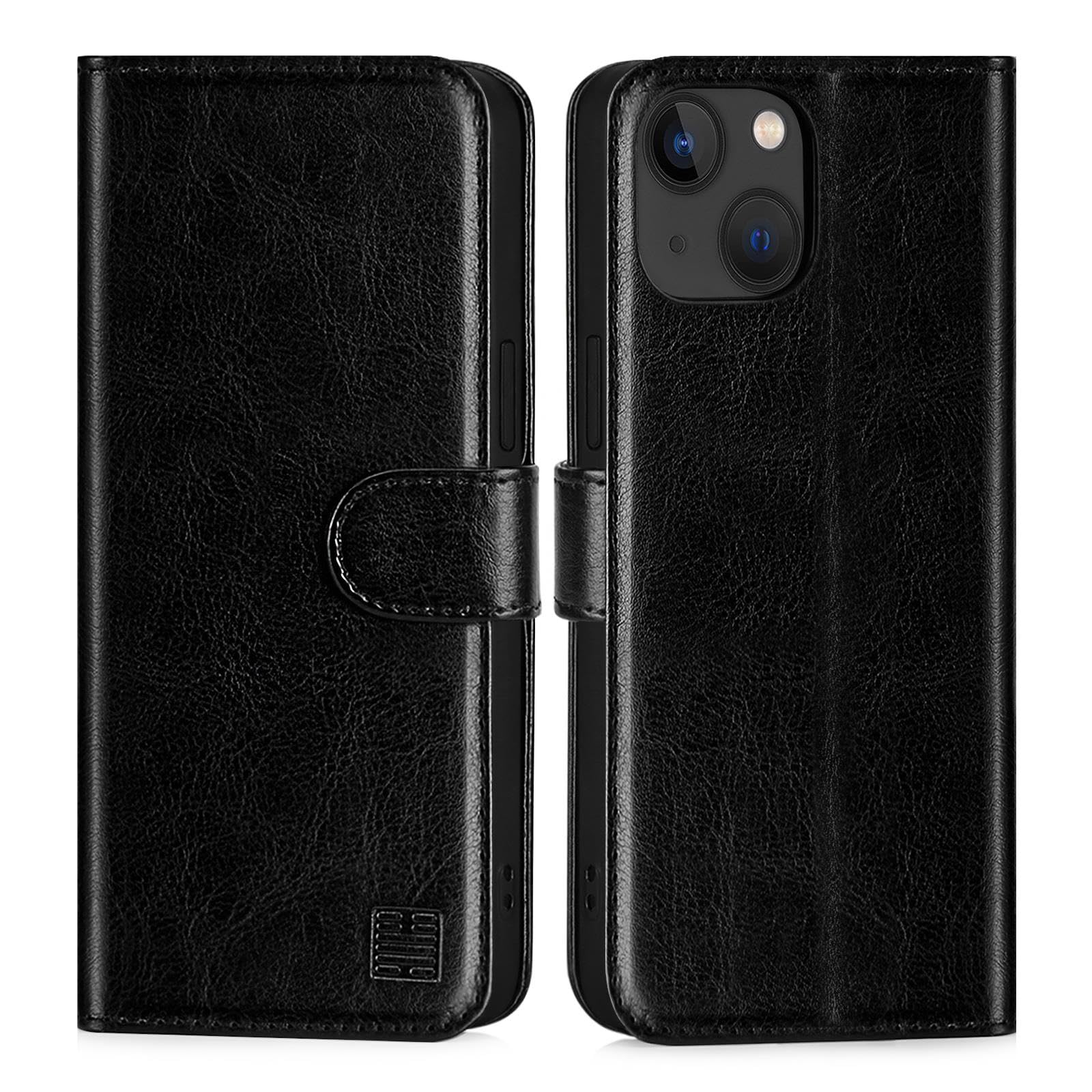32nd Book Wallet PU Leather Case Cover for Apple iPhone 15 Plus (6.7"), Flip Case With RFID Blocking Card Slots, Magnetic Closure and Built In Stand - Black
