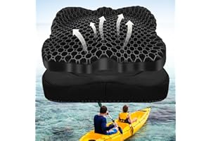 NEW-Vi Anti-Slip Kayak Seat Cushion - Double Thicken Gel Boat Cushion, Waterproof Kayak Gel Seat Cushion, Coccyx Sciatica Pain Relief, Kayak Accessories for Fishing, Kayak Fishing Accessories