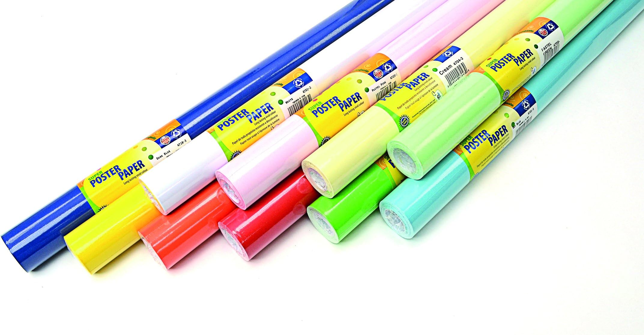 Scola Wipe Off Poster Paper Rolls, 10 Rolls, Assorted Colours, 760 mm x 10m, Educational Tools, School Displays, Ideal for Classrooms, Schools, Offices, Display Boards and Bulletin Boards