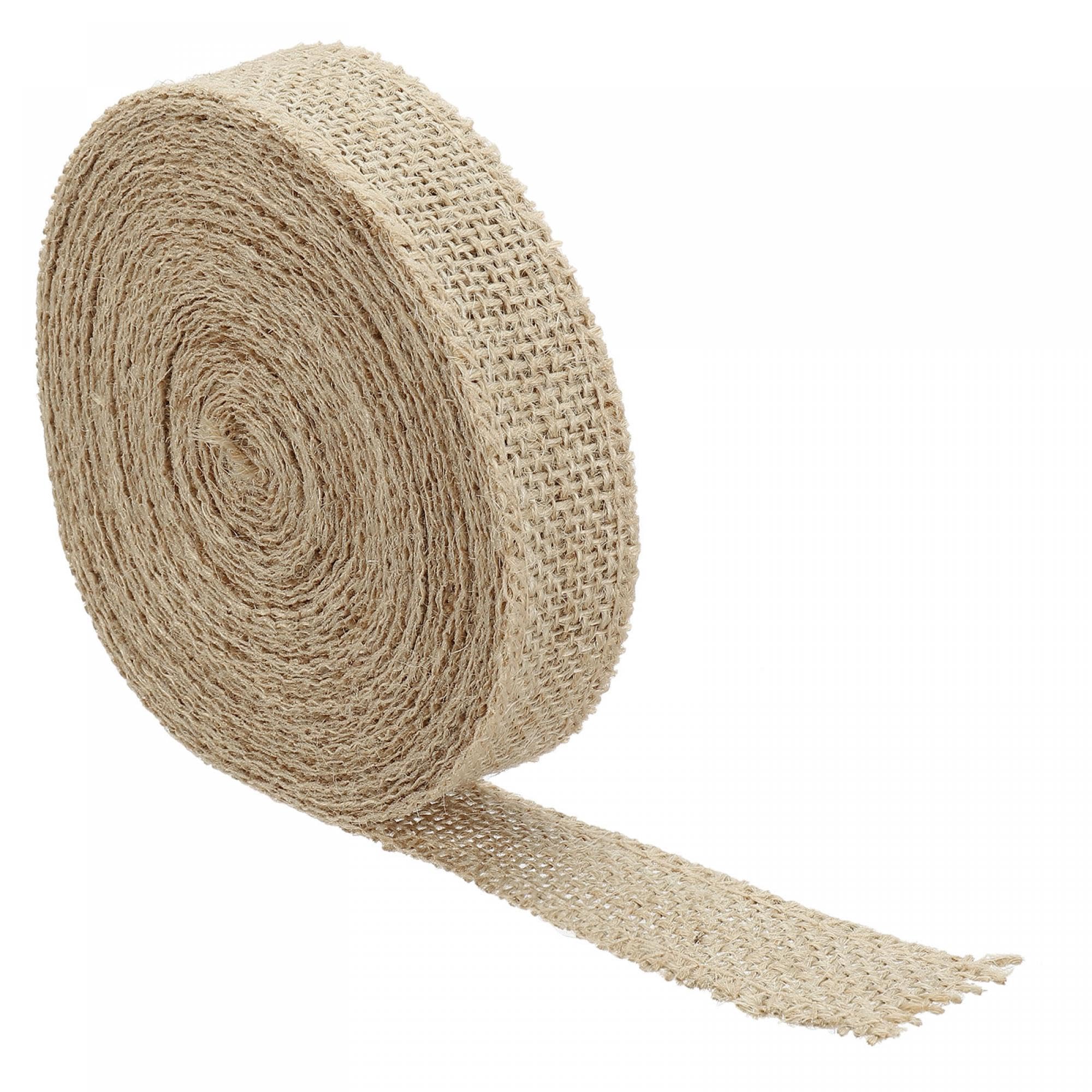 PATIKIL 1 Inch Wide 10 Yards Burlap Fabric Ribbon, 1 Pack Wired Jute Crafts Roll for Party Home DIY Wrapping Decoration
