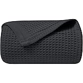 NesteriaHome 100% Cotton Blanket Waffle Weave Grey 405 GSM 90x90 Inches Soft Thermal Blanket Queen Size Lightweight, Breathable & Durable All Season Throw Blanket for Bed, Couches and Living Room