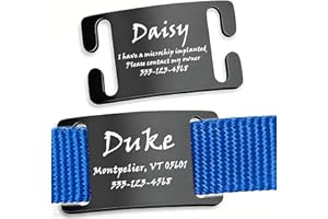 Slide On Silent Pet ID Tags, S/M/L/XL Personalized Stainless Steel Customized Engraved Cat Dog Name Tags, Glossy Finish Chew-