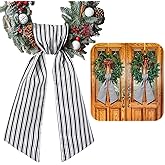 VitalCozy 2 Pcs Wreath Sash for Front Door Chinoiserie Easter Spring Wreath Sash Accessories for Embroidery Monogram Outdoor Indoor Party Yard Doorway Wall Decor 4.5" W x 56" L(Stripe)