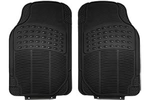 FH Group Automotive Floor Mats Climaproof for All Weather Protection Universal Fit Trimmable Heavy Duty fits Most Cars, SUVs, and Trucks, 2pc Front Set Solid Black
