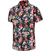 Zeoload Christmas Shirt for Men Short Sleeve Button Down Hawaiian Vacation Shirts
