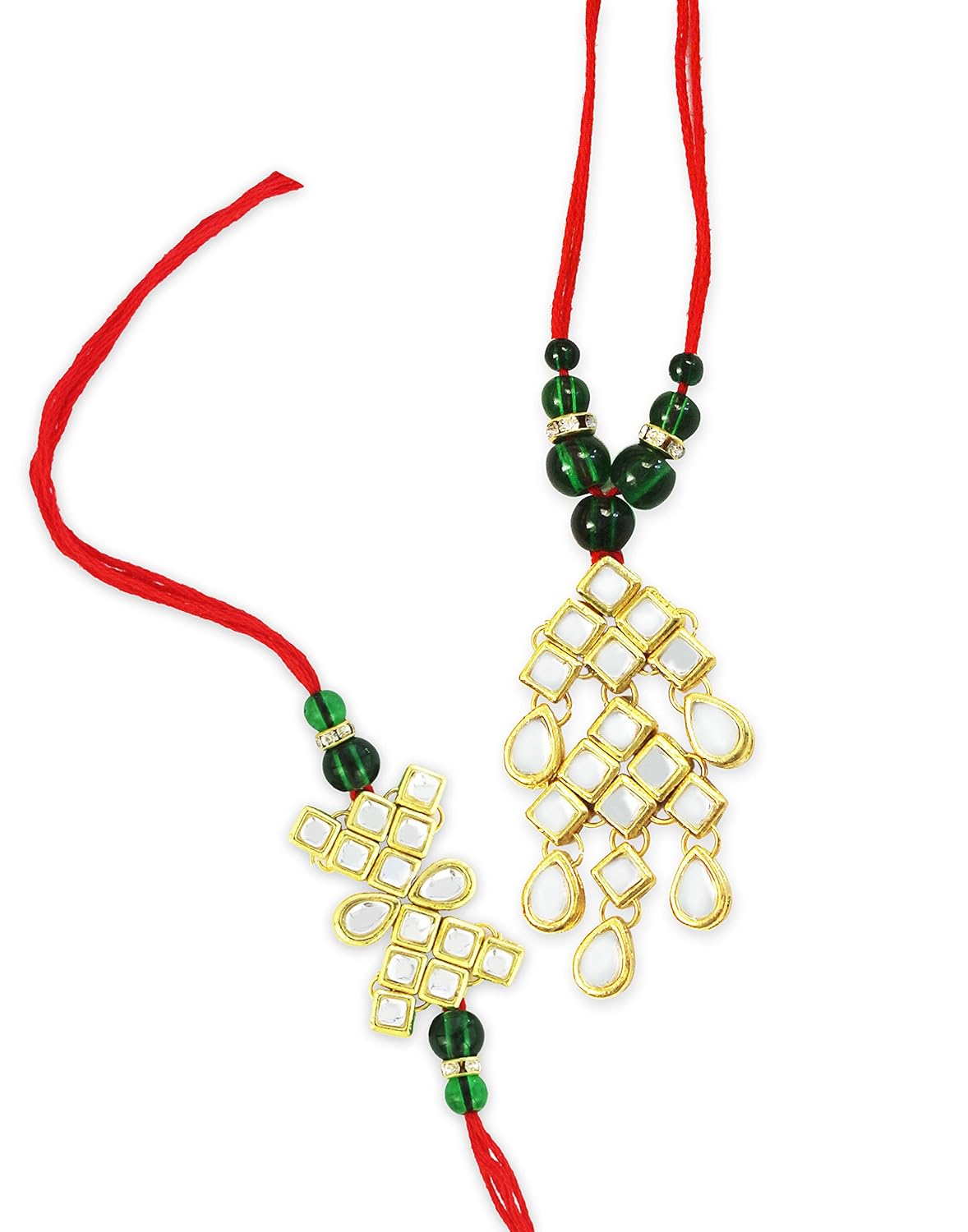 karatcart goldplated kundan rakhi for brother and bhabhi