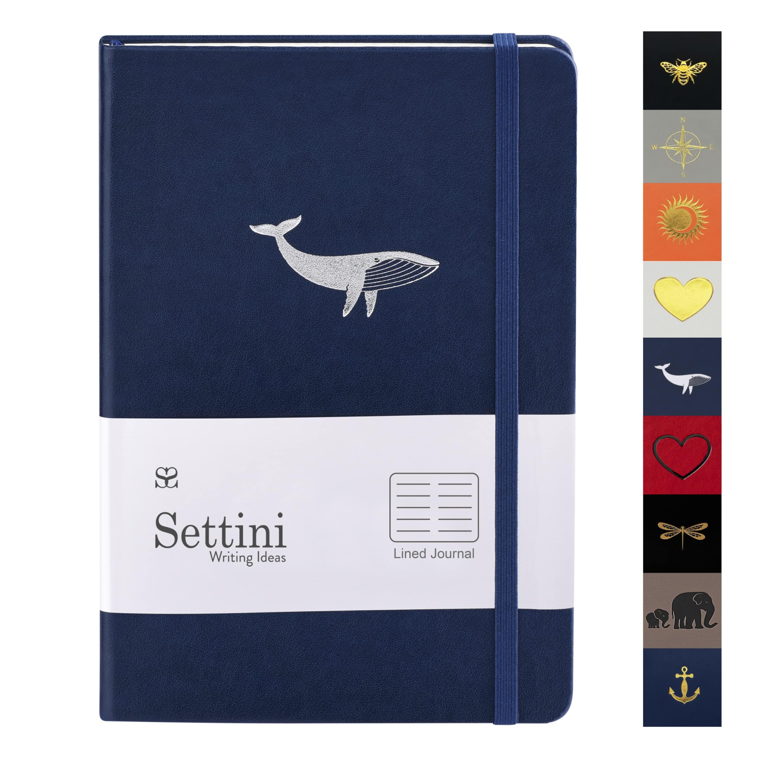 SETTINI Lined Journal - A5 Vegan Leather Notebook, 192 Archival-Quality Pages, QuillEase Bleed-Free Paper, Inner Pocket & Bookmark, Ideal for Journaling - Blue Whale — image 1