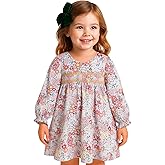 HILEELANG Toddler Girl Long Sleeve Dress Cotton Casual Jersey Shirt Playwear Applique Dress