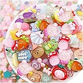 JINDUODUO 60 Pcs Slime Charms Bulk for DIY Craft Making Kit, Cute Flat Back Resin Charms for Crafts (Multicolored)