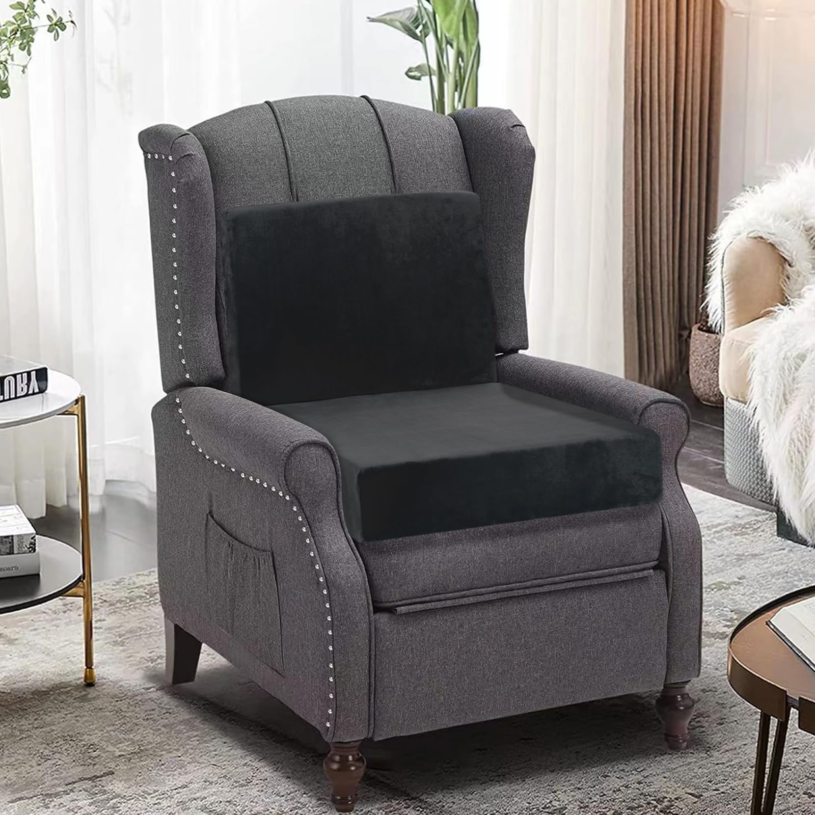 Photo 1 of *****************Boxcutter damage***************
Lxztayuk 20x20x4 Inch Recliner Cushions for Elderly, Black Extra Large Seat Cushion, Non-Slip Recliner Cushions with Back Support, Thick and Supportive Back Lumbar Support