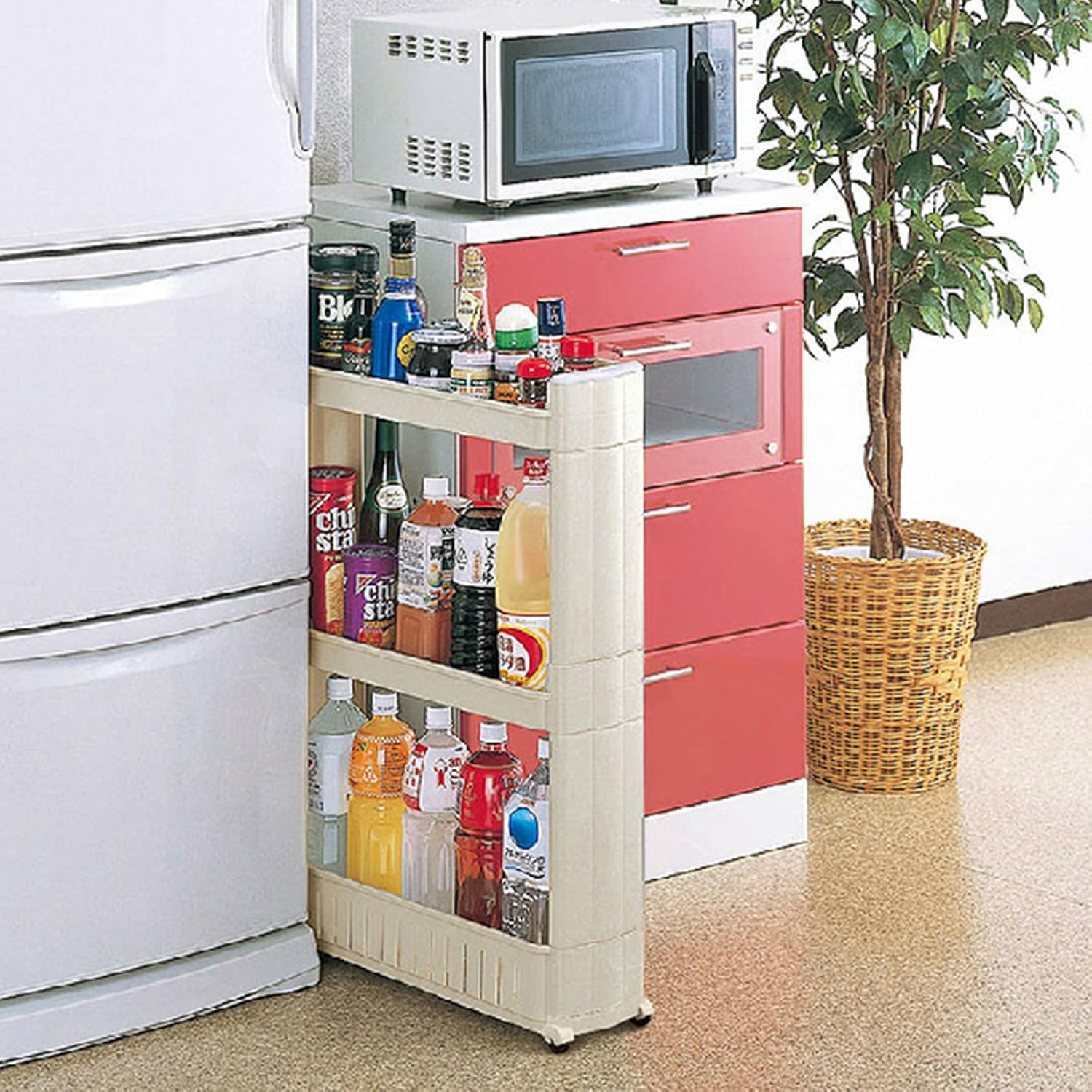 Kingsaid Nischenregal Nischenschrank Nischenwagen Schmal Kuchenschrank Weiss Kuchenregal Ordnungswagen 3 Facher Fur Badezimmer Kuche Esszimmer Usw