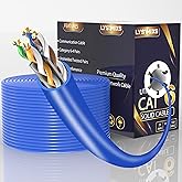 Lysymixs Cat6 Ethernet Cable 1000FT Channel Test Pass, Cat6 1000ft Ethernet Cable 23AWG Solid CCA, Cat6 Cable 550MHZ 10G with Easy Pull Box Blue