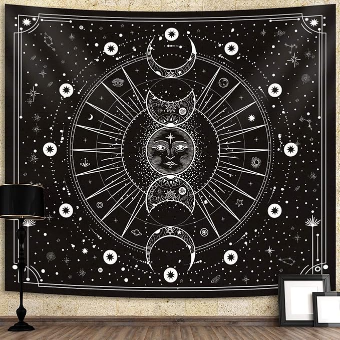 Amazon.com: Sun Moon Tapestry Wall Hanging Stars Space Psychedelic
