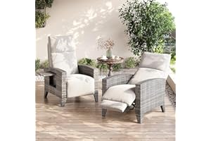 GarveeTech Outdoor Swivel Rocking Chair Set with Side Table, 360° Swivel Rocker Patio Chairs, All-Weather Wicker Furniture fo