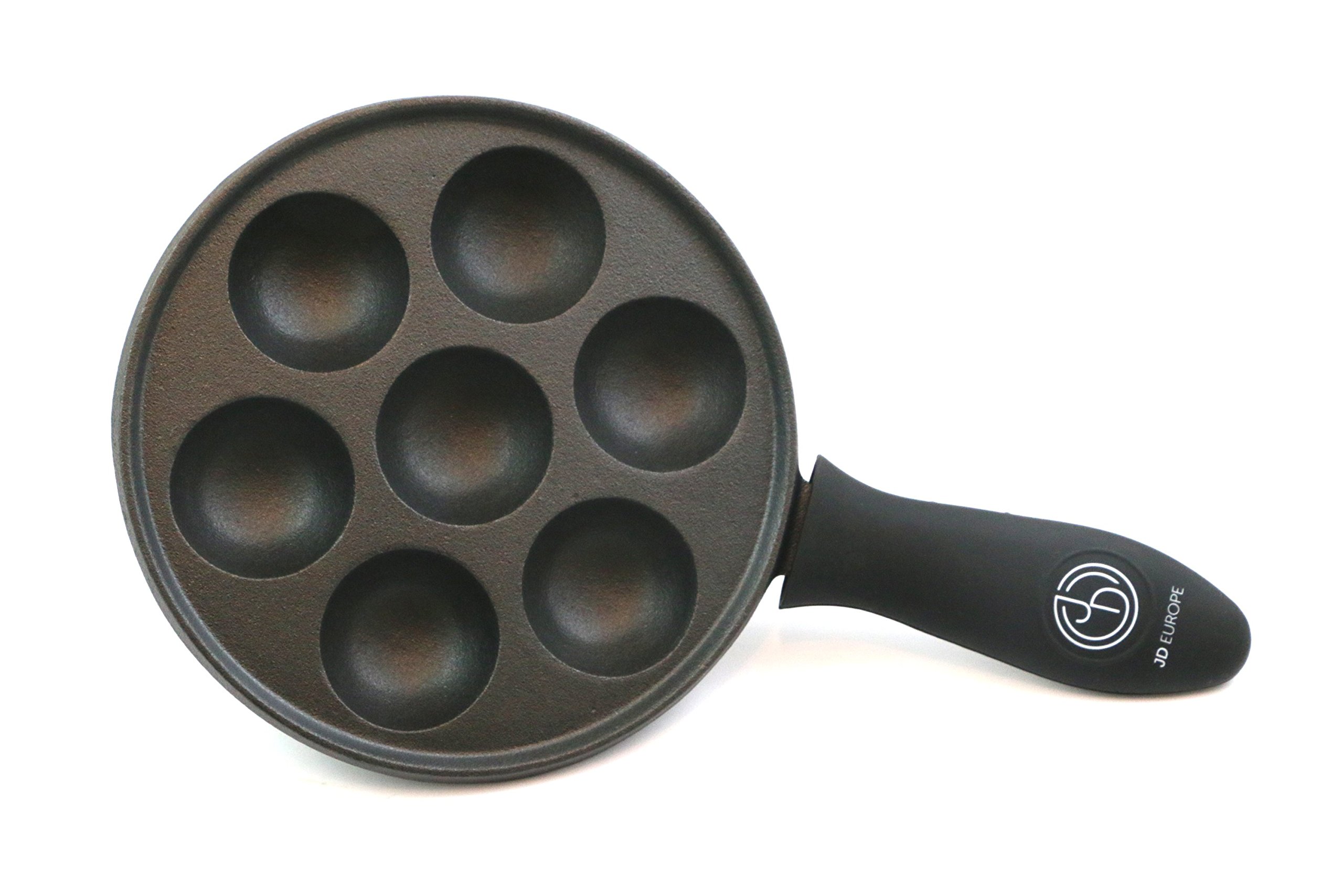 JD Europe Cast Iron Danish Aebleskiver 7 Round Ball Pancake Pan with