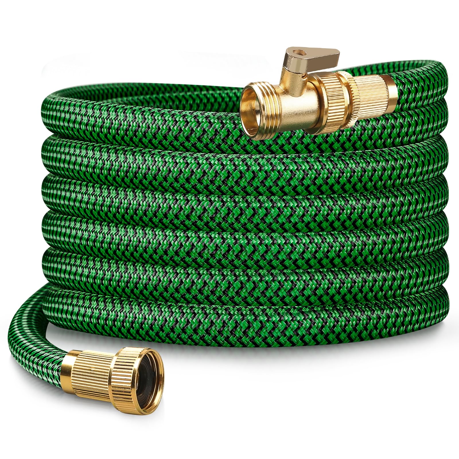Photo 1 of Upgraded Garden Hose 25+5ft, Non-Expandable Hose, Heavy Duty Kink-Resistant Flexible Water Hose with High-Density Fabric,LeakProof Hose Metal Shut-Off Valve Connector for Patio, Car Wash. (30FT)