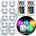 Akavivo Mini Submersible LED Lights,Small Underwater Tea Lights Candles Waterproof with Remote Battery Operated,RGB Color Changing for Vase Home Party Wedding Table Halloween Pumpkin Centerpieces