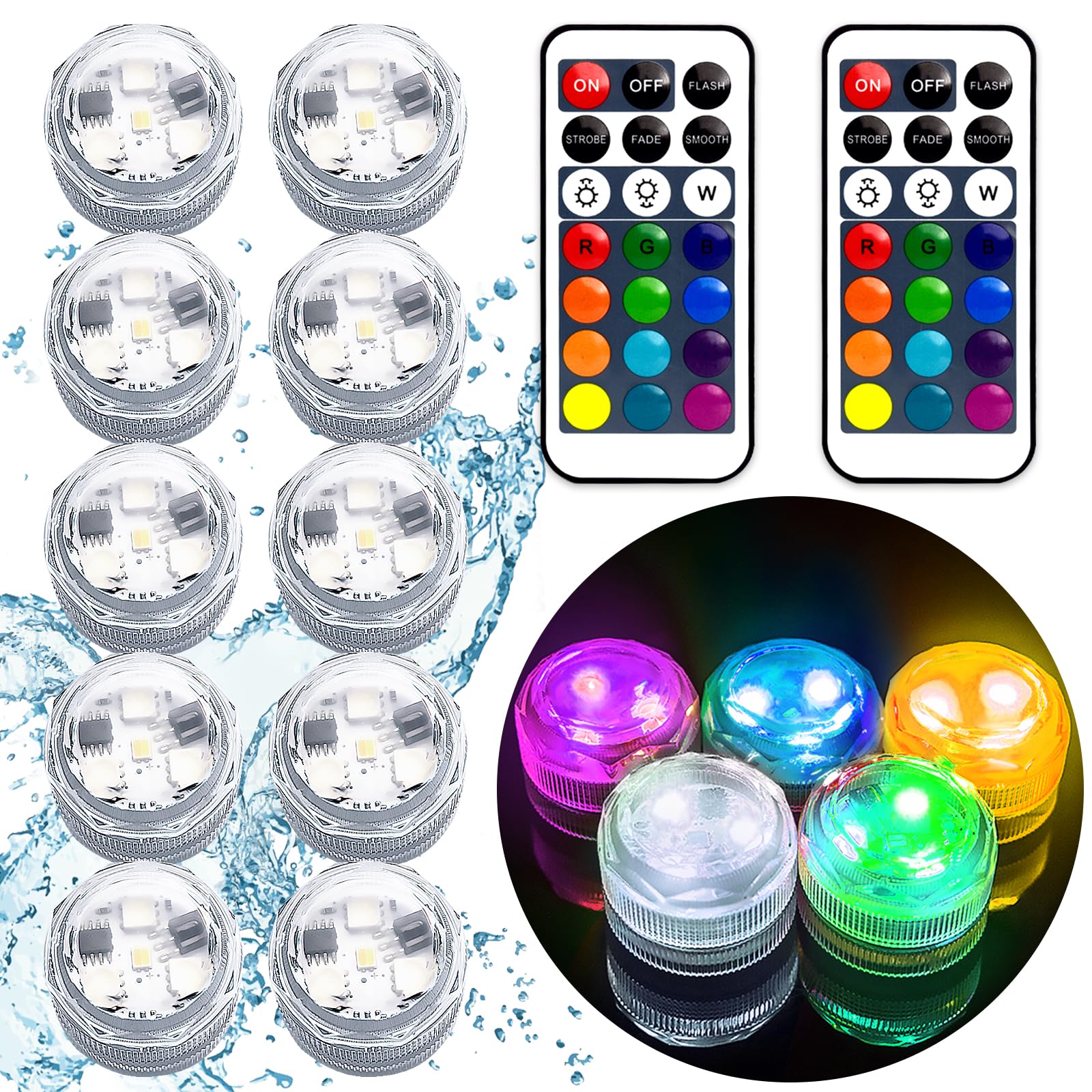 Photo 1 of ***MISSING PIECES*** Akavivo Mini Submersible LED Lights,Small Underwater Tea Lights Candles Waterproof with Remote Battery Operated,RGB Color Changing for Vase Home Party Wedding Table Halloween Pumpkin Centerpieces