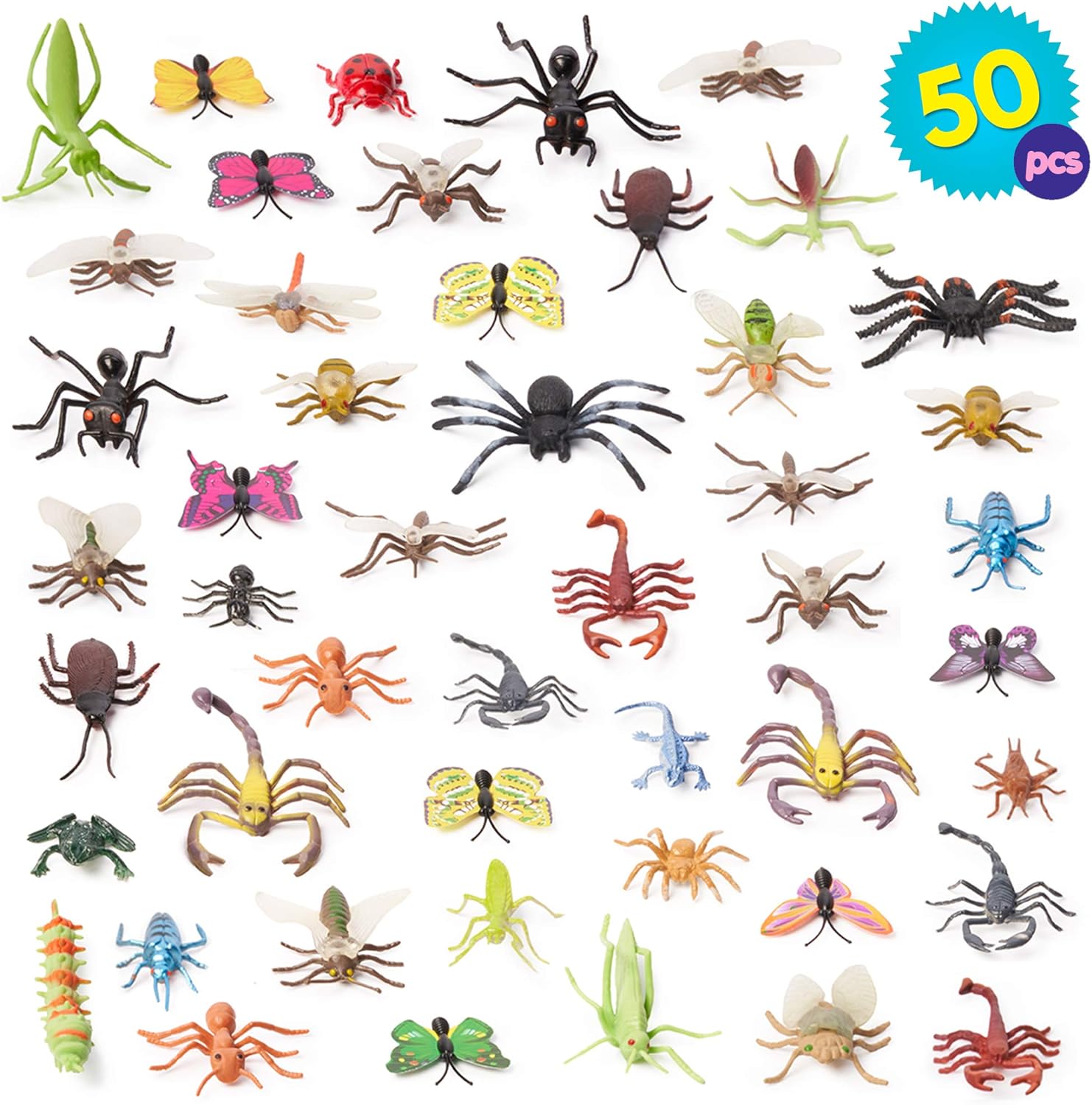 THE TWIDDLERS 50 Bugs & Insects Realistic Looking Toy Bright Colours