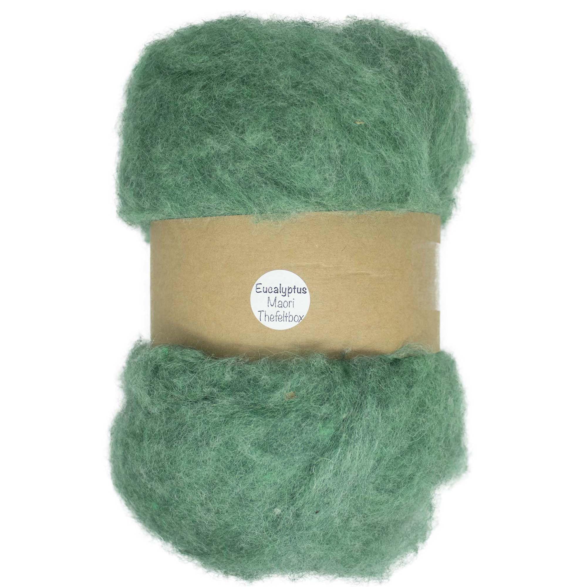 Needle Felting Wool 100g – Carded Batt for Needle & Wet Felting, Core & Finish – Maori DHG – Eucalyptus