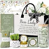 Bosses Day Gifts for Women, Best Boss Lady Gifts for Women, Unique Appreciation Thank You Valentines Day Birthday Gift Baskets for Boss Female, Going Away Leaving Bosses Gift Set w/Canvas Tote Bag