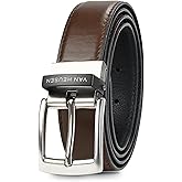 Van Heusen Mens Reversible Leather Belt, Black Brown Dress Belt, Cut for Fit