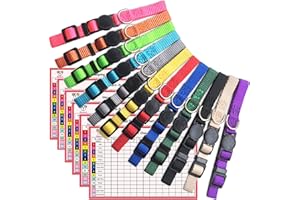 BLAOICNI Puppy Collars for Litter,Puppy Collars for Small Puppies Soft Nylon Safety Whelping Litter Collar for Newborn Pets with Record Keeping Charts 12pcs(S)