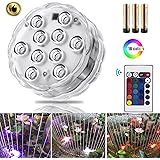 Pool Lights by TrendWind,IR Remote Controlled 10-LED RGB Waterproof Battery (Included) Powered Lights for Vase Base,Pond,Garden,Party,Fishbowl,Christmas,Halloween Submersible Led Lights (1pack)