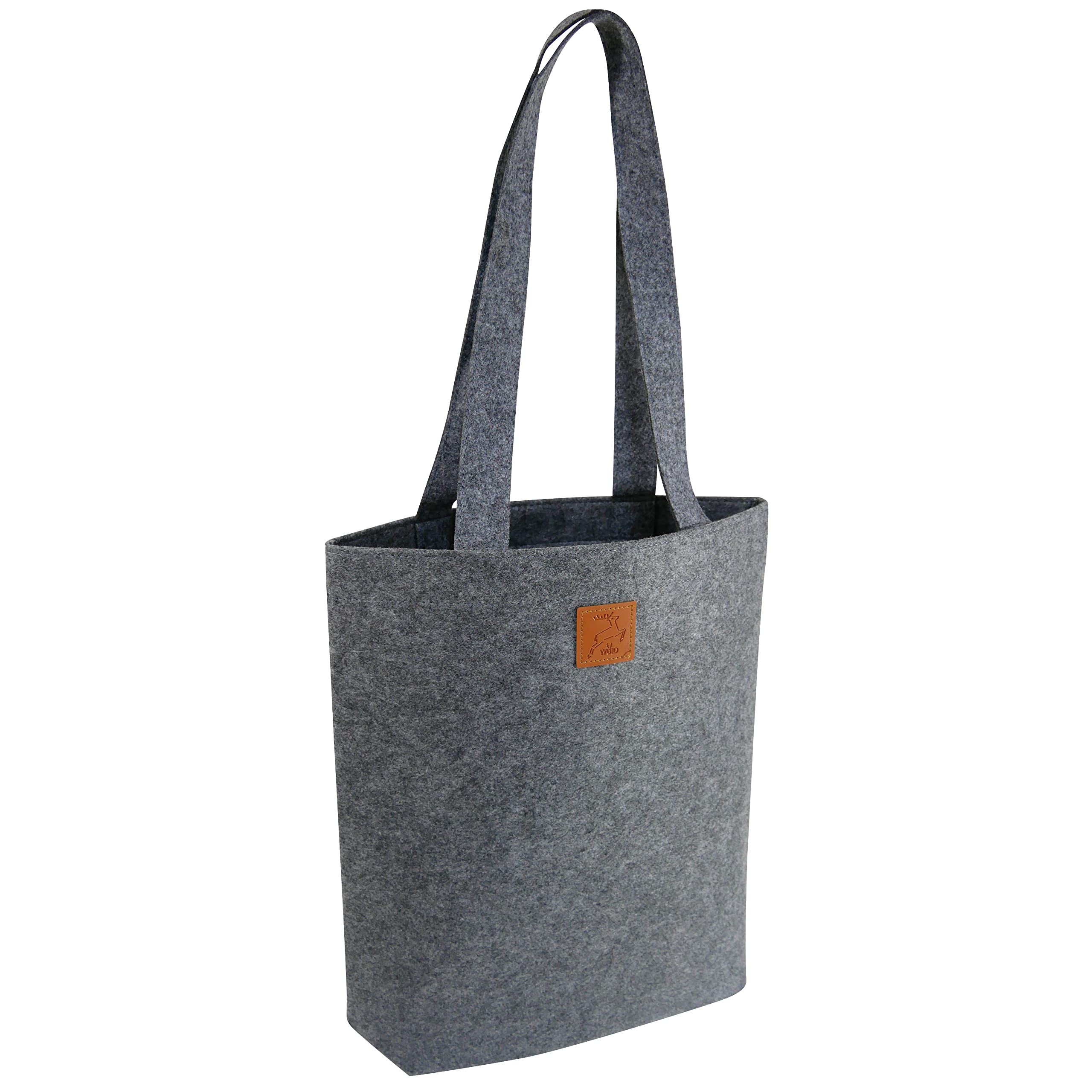 KHI GERMANY EST. 1998 Designer Felt Shopper Bag, Women's Charcoal, 33x40x8.5 cm, Messenger Style, Felt & Faux Leather, Robust, Suitable for Any Season, Shopping, School, Office, Travel