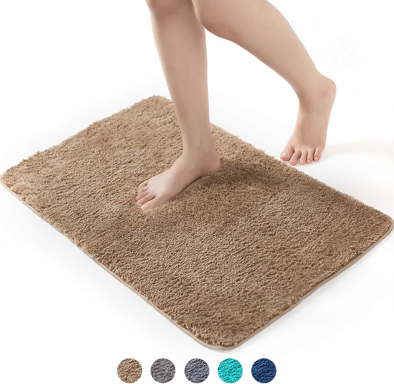 Amazon Com Bath Rugs Non Slip Bathroom Rug Rubber Backed 30x20 Inch Washroom Rug Machine Washable Strong Water Absorbent Microfibers Soft Bath Rug For Bathroom Thick Plush Rugs For Shower Brown Home Kitchen