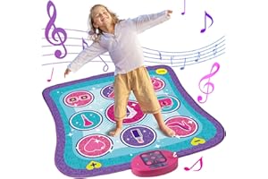 Popsunny Dance Mat for Kids 3 4 5 6 7 8 Years Old, Electronic Dance Pad with LED Lights, Scoreboard, Built-in Music, Dance Game Birthday Christmas Toy Gift for Girls Boys
