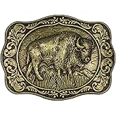 West style Bison Vintage Rectangle Buffalo Belt Buckle Scaloped Buckle
