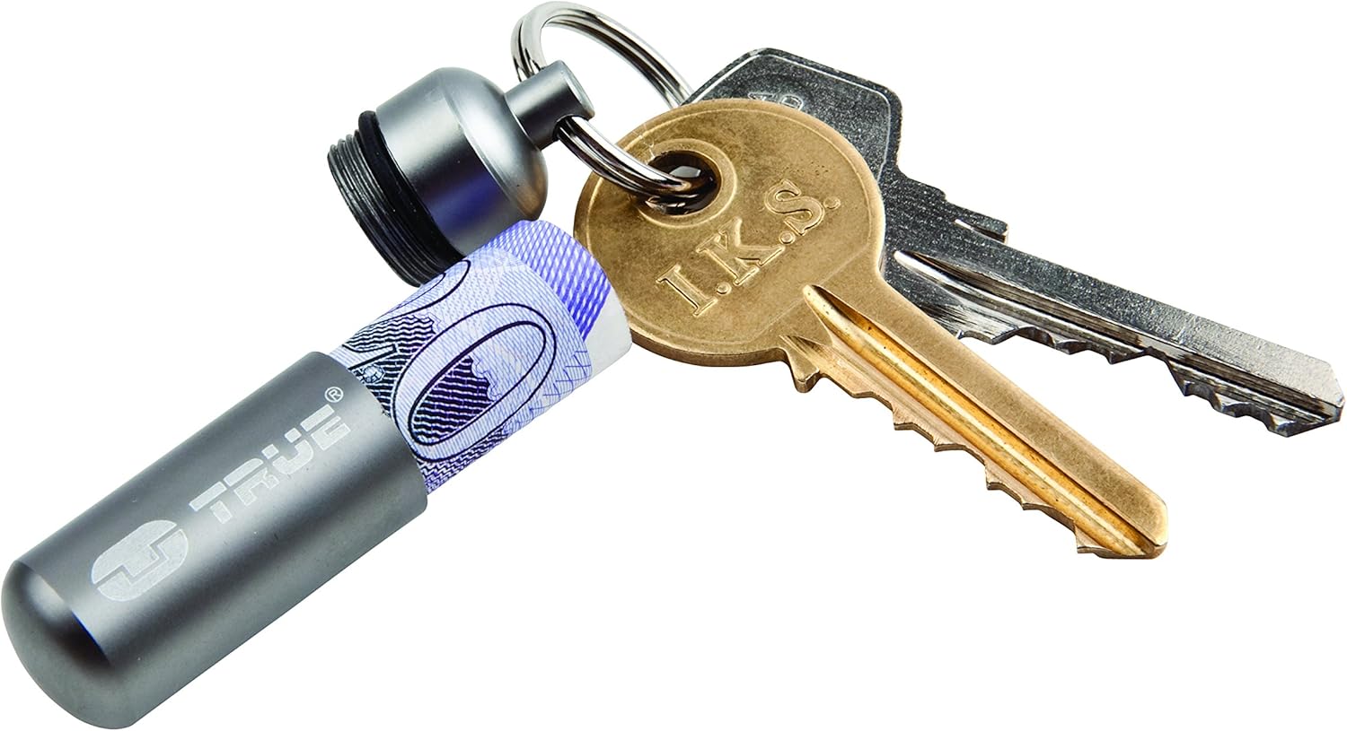 True Utility CashStash Waterproof Emergency Cash Capsule for Key Ring, Grey: Sports & Outdoors