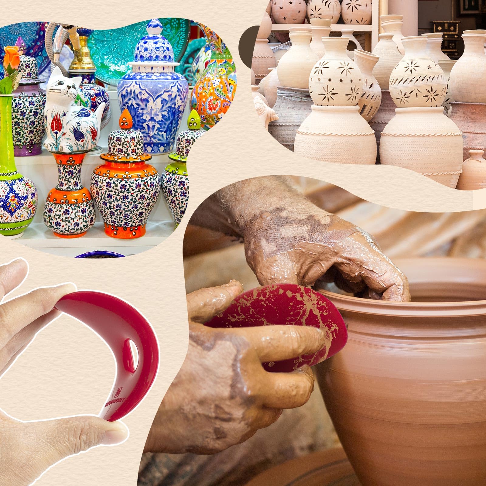 DIYOOHOMY Pottery Ribs for Pottery Tools and Clay Tools, Soft Silicone Ceramic Supplies Kit for Shapes Sculpting,Mud,Trimming,Throwing (2)