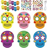 chiazllta 24 Pcs Sugar Skull Masks Craft for Kindergarten Kids, Day of The Dead Art Craft Kit DIY Paper Masks for Preschool Home Classroom Game Activities Party Favors