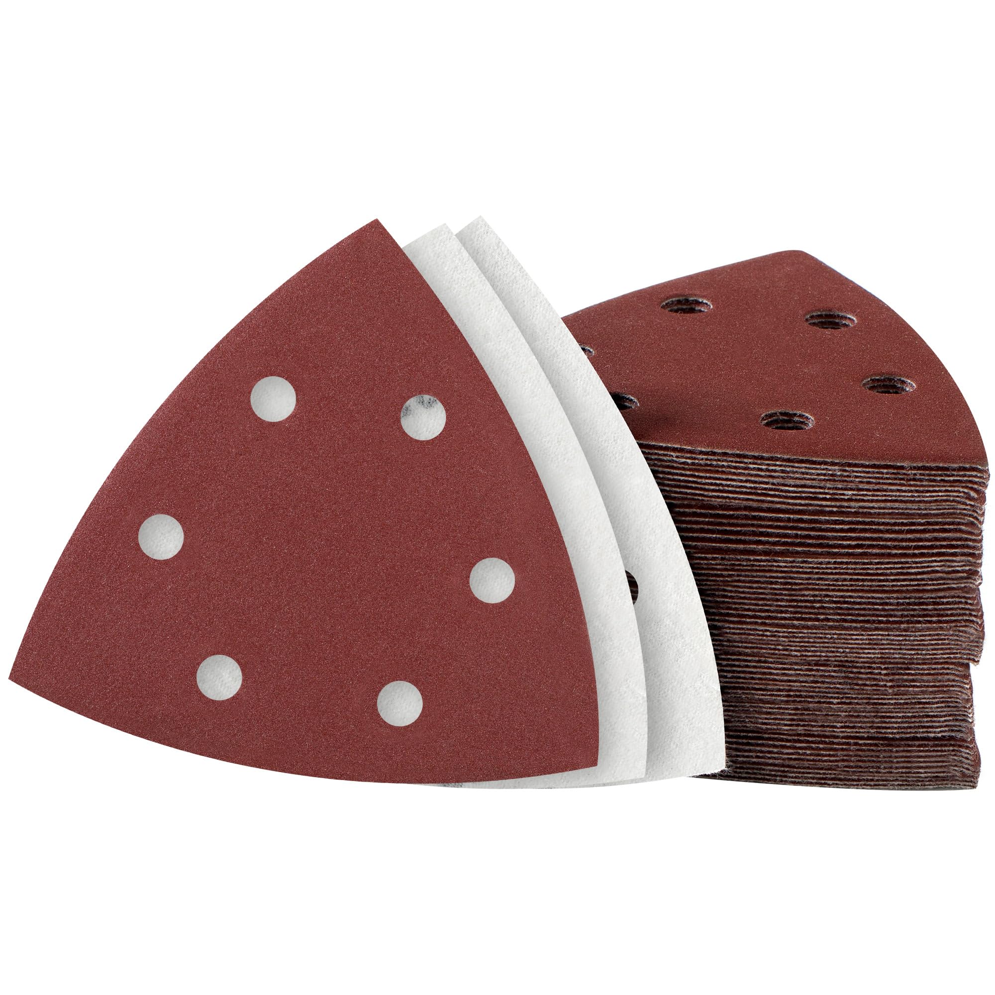 MIDO Professional Abrasive Triangle Sanding Pads 50 Pcs 93 mm 320 Grit Detail Sander Pads 6 Holes Sanding Sheets Sander Sandpaper Hook and Loop Sander Pad