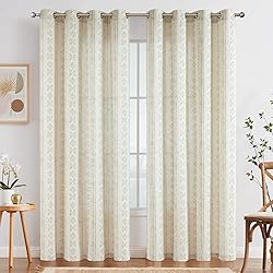jinchan Boho Curtains Linen Blend Curtains for