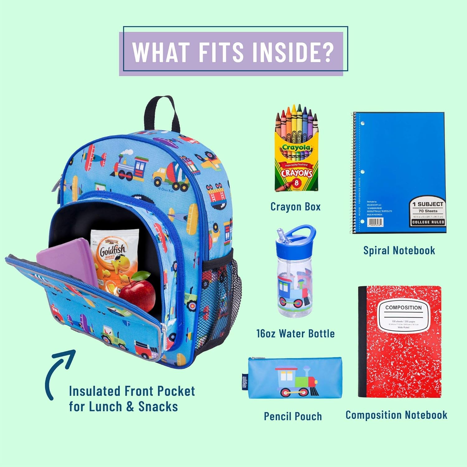 Wildkin Backpack for Toddlers, Boys and Girls Ideal for Daycare, Preschool and Kindergarten, Perfect Size for School and Travel, Mom's Choice Award Winner, One, Trains, Planes, and Trucks: Toys & Games